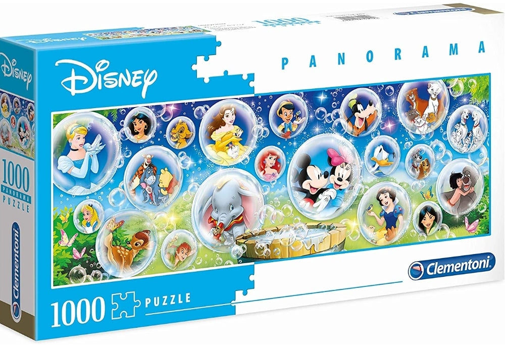 Clementoni - Puzzle Panorama Disney 1000 Pieces Nos Heros Disney Dans Les  Bulles De Savon Promenade - Roi Lion Mickey Bambi Peter Pan 101 Dalmatiens  - Animaux - Rue du Commerce