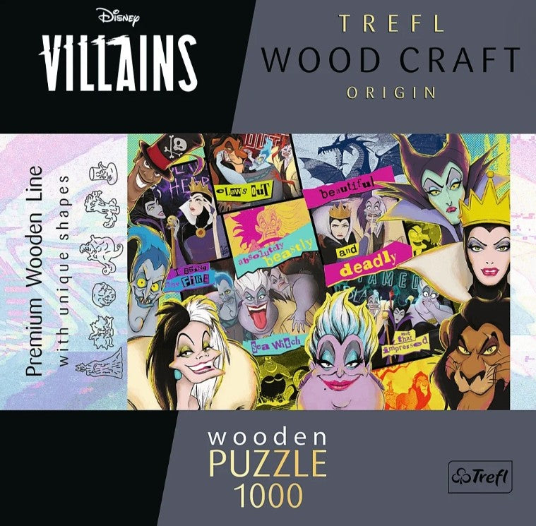 Puzzle Disney Trefl 1000 pièces en bois les vilains wood craft